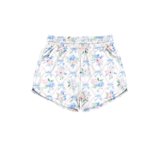 ( Moq 5 ) Preorder Baby Girls Kids Flower Blue Bows Shorts Bottoms Clothes