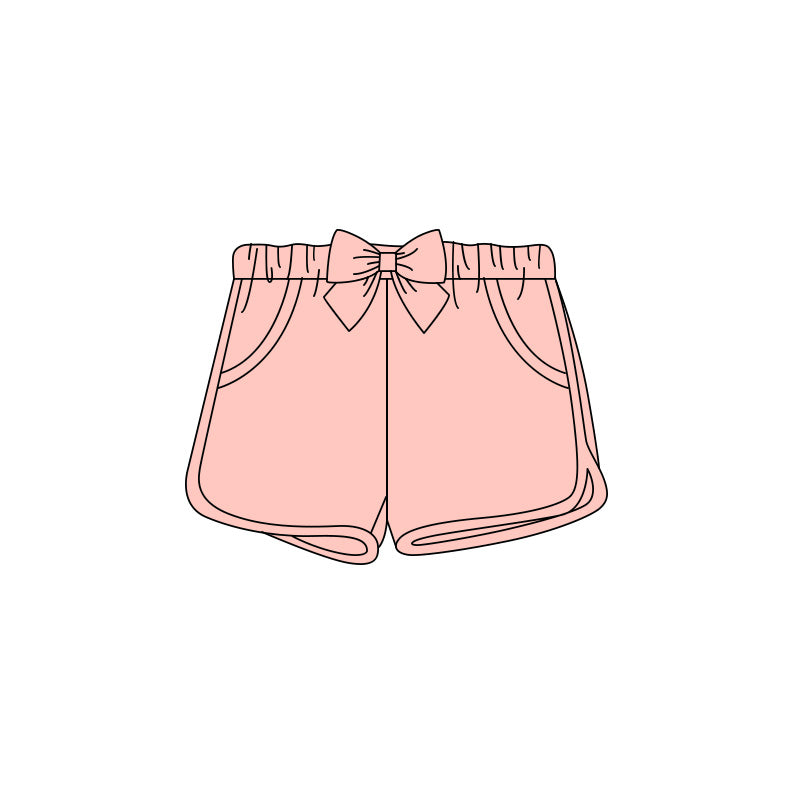 ( Moq 5 ) Preorder Baby Girls Kids Pink Bows Pockets Shorts Bottoms Clothes