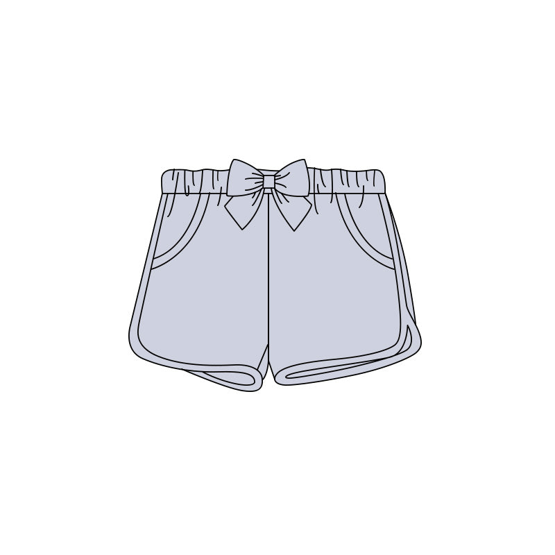 ( Moq 5 ) Preorder Baby Girls Kids Grey Bows Pockets Shorts Bottoms Clothes