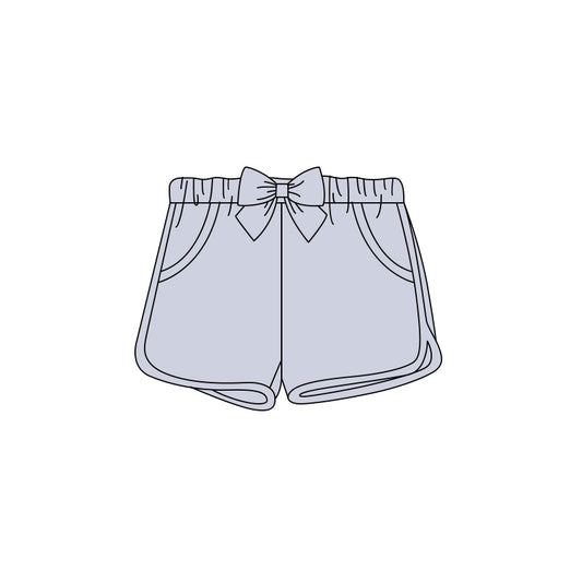 ( Moq 5 ) Preorder Baby Girls Kids Grey Bows Pockets Shorts Bottoms Clothes
