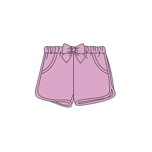 ( Moq 5 ) Preorder Baby Girls Kids Purple Bows Pockets Shorts Bottoms Clothes