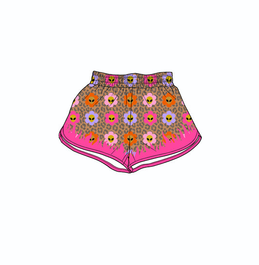 ( Moq 5 ) Preorder Baby Girls Kids Flower Leopard Shorts Bottoms Yoga Active Clothes