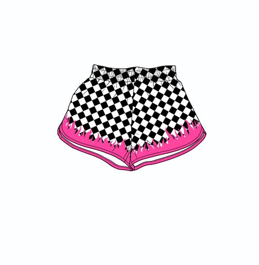 ( Moq 5 ) Preorder Baby Girls Kids Black Checked Shorts Bottoms Yoga Active Clothes