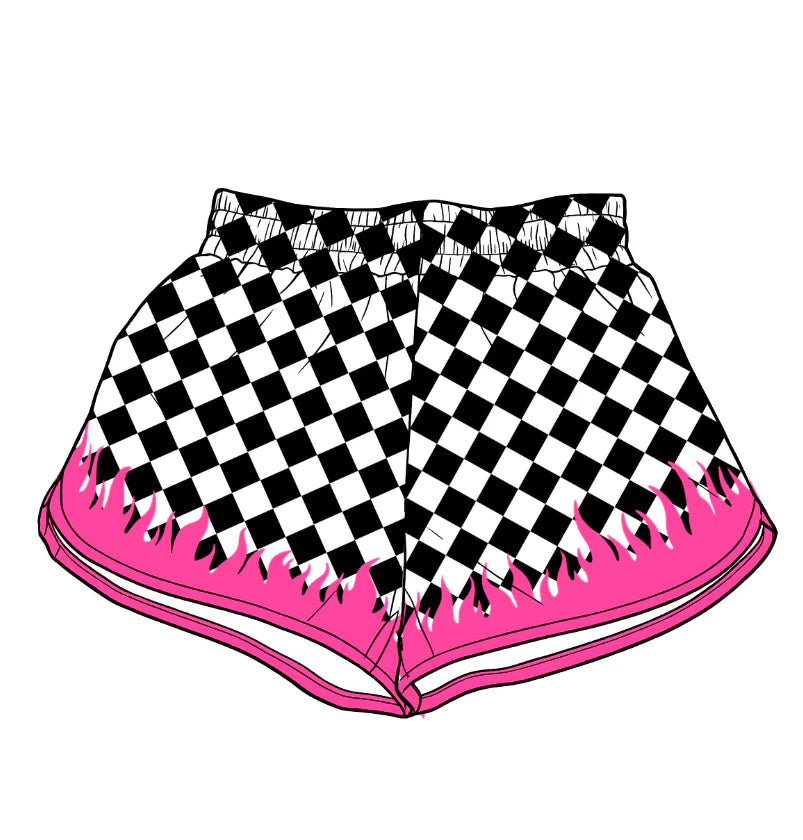 ( Moq 5 ) Preorder Adult Women Black Checked Shorts Bottoms Yoga Active Clothes