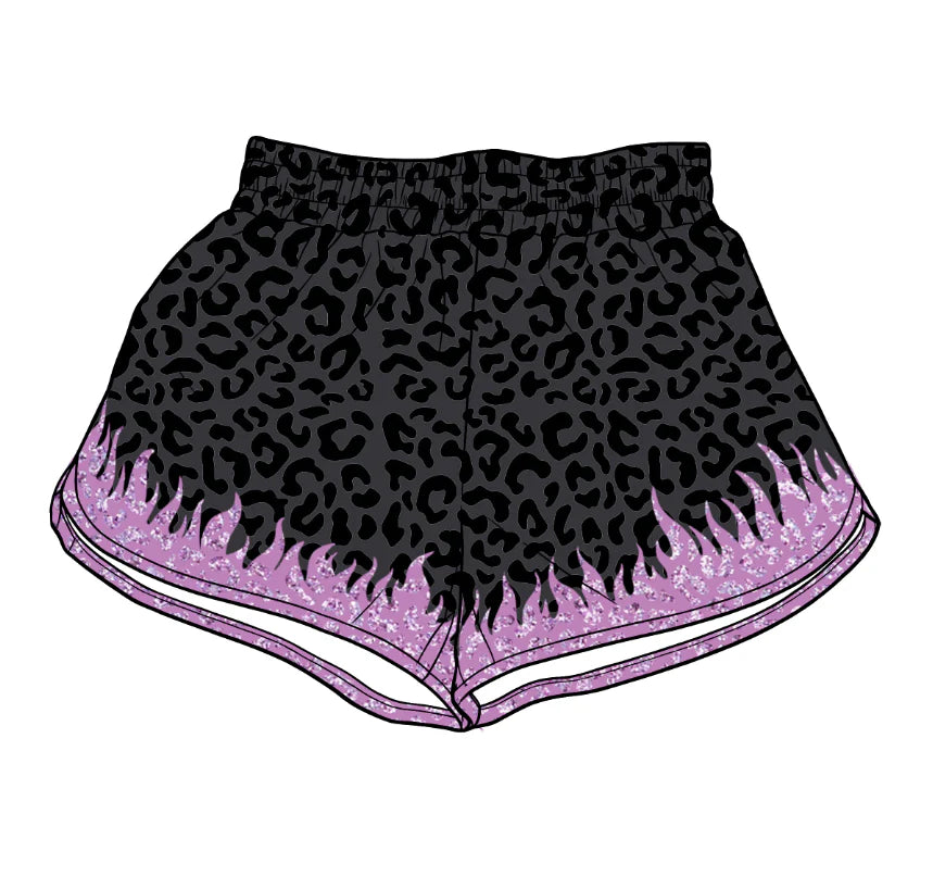 ( Moq 5 ) Preorder Adult Women Black Leopard Shorts Bottoms Yoga Active Clothes