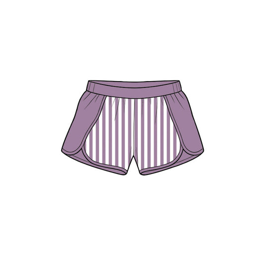 ( Moq 5 ) Preorder Baby Girls Kids Purple Stripes Shorts Bottoms Yoga Active Clothes