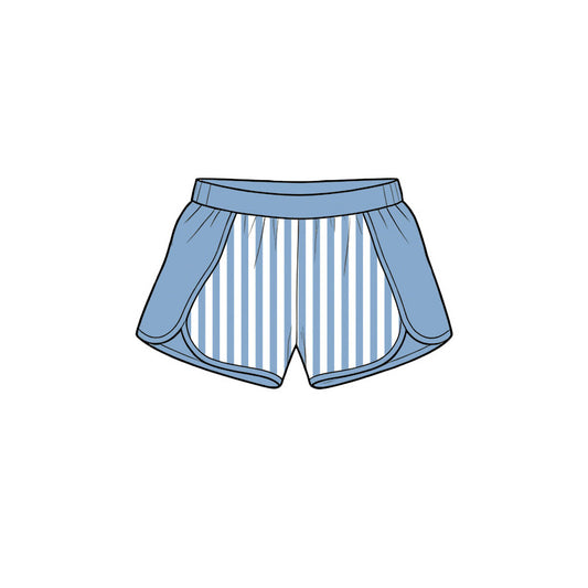 ( Moq 5 ) Preorder Baby Girls Kids Stripes Shorts Bottoms Yoga Active Blue Clothes