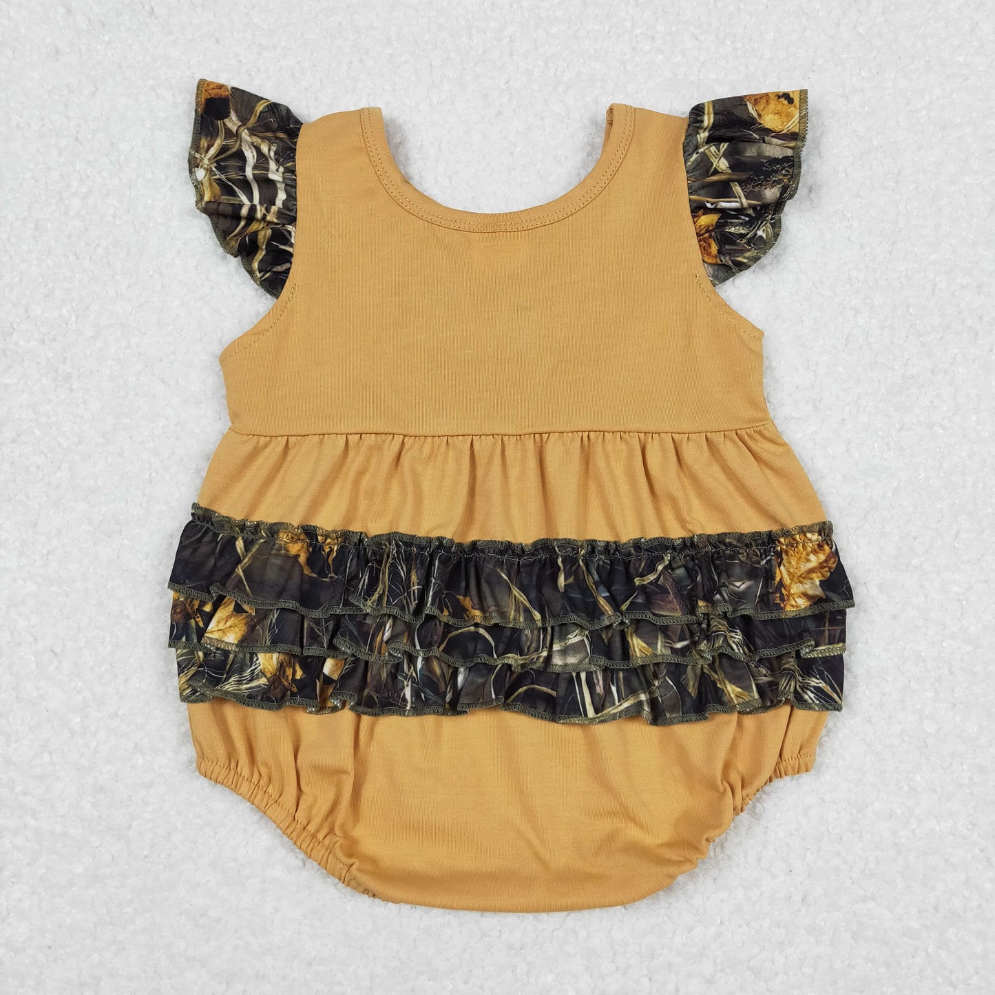 Baby Girl Short Sleeves Embroidery Dog Deer Camo Bubble One Piece Romper