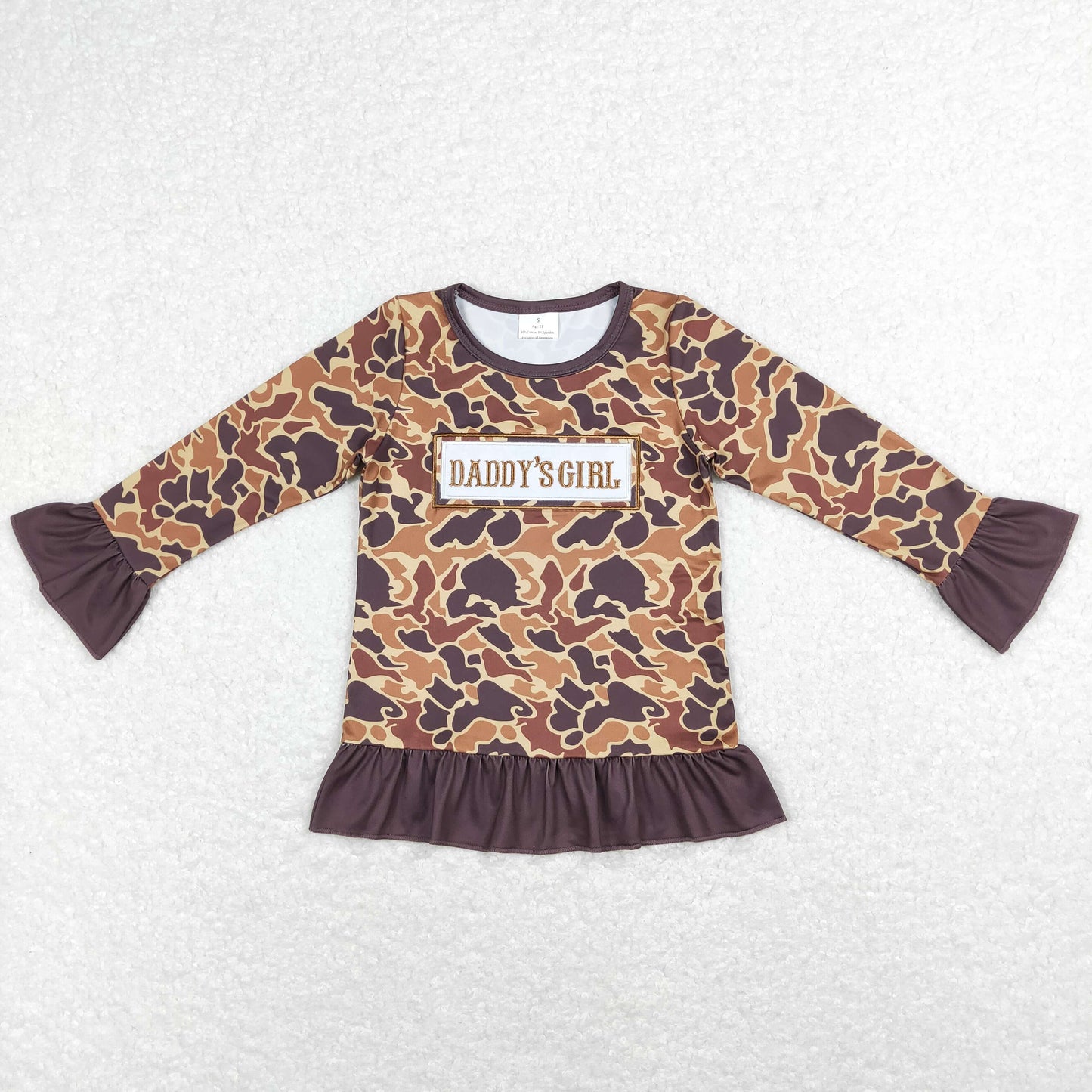 BT0477 Baby Kids Long Sleeves Daddy's Boy Embroidery Camo Shirt Tops