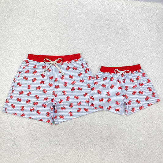 Daddy and Me Baby Boy Adult Summer Crab Stripes Trunks Swimsuit Swimwear