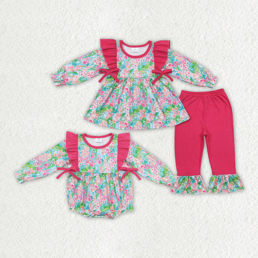 Baby Girl Seaweed Bows Sibling Sister Romper Set