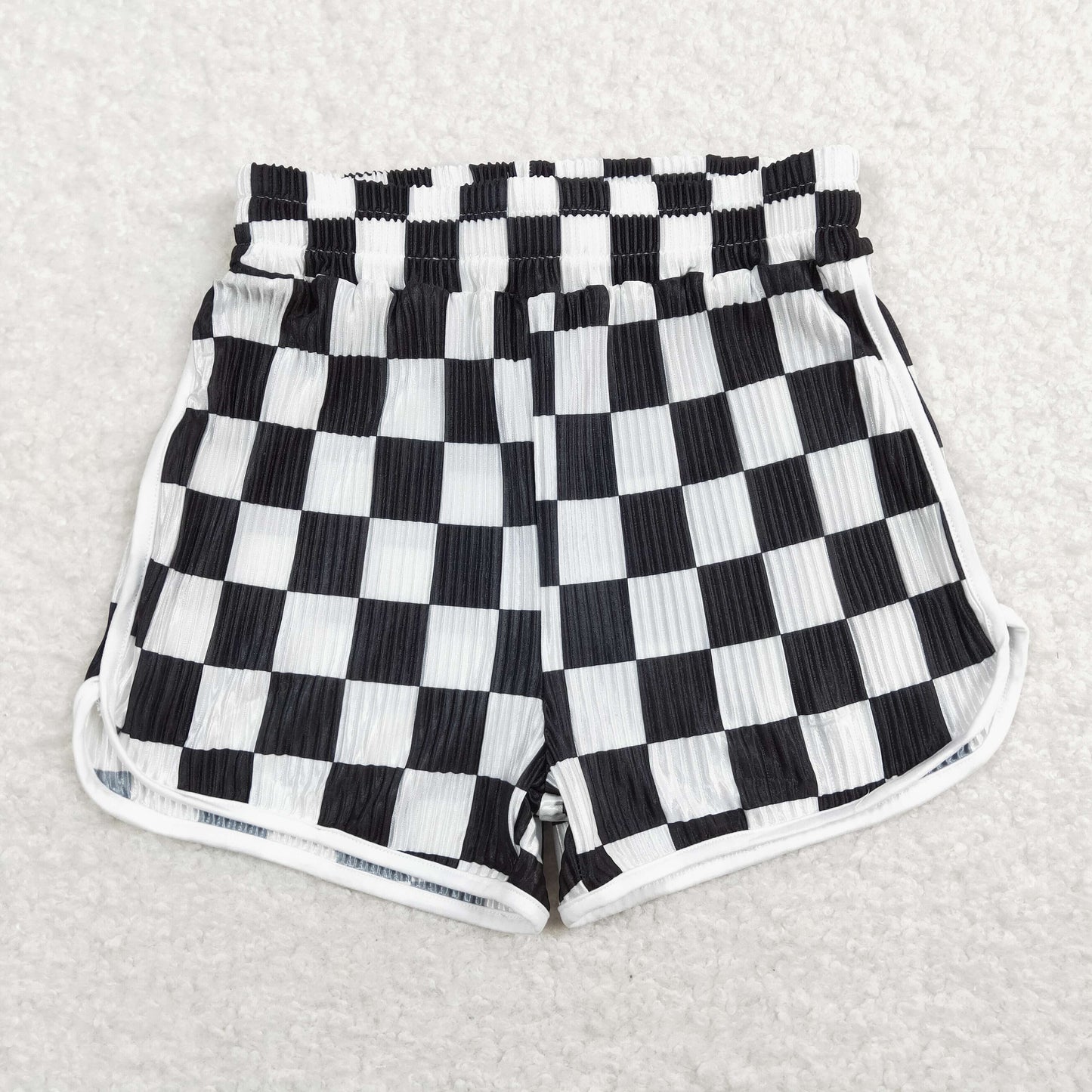 Baby Girl Summer Black White Checkered Shorts
