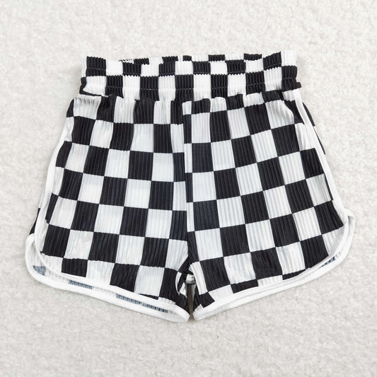 Baby Girl Summer Black White Checkered Shorts
