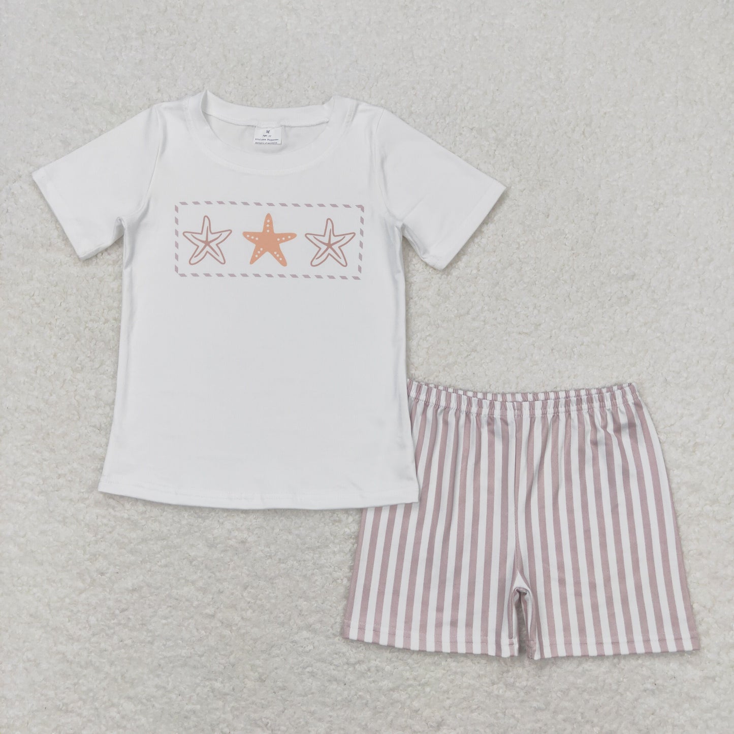 Baby Boy Short Sleeves Starfish Shirt Stripes Shorts Summer Set