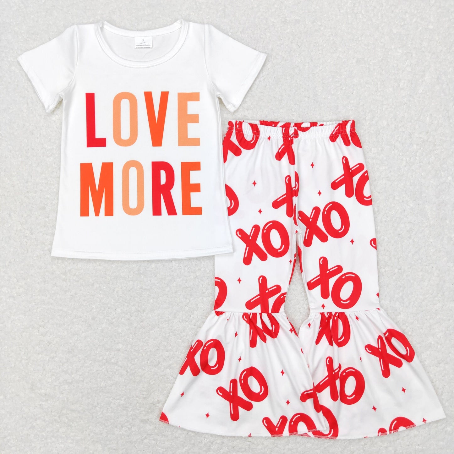 GSPO1122 Valentine's Day Baby Girl Love More Shirt Bell Pants Set