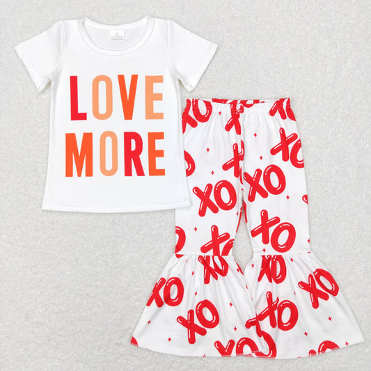 GSPO1122 Valentine's Day Baby Girl Love More Shirt Bell Pants Set