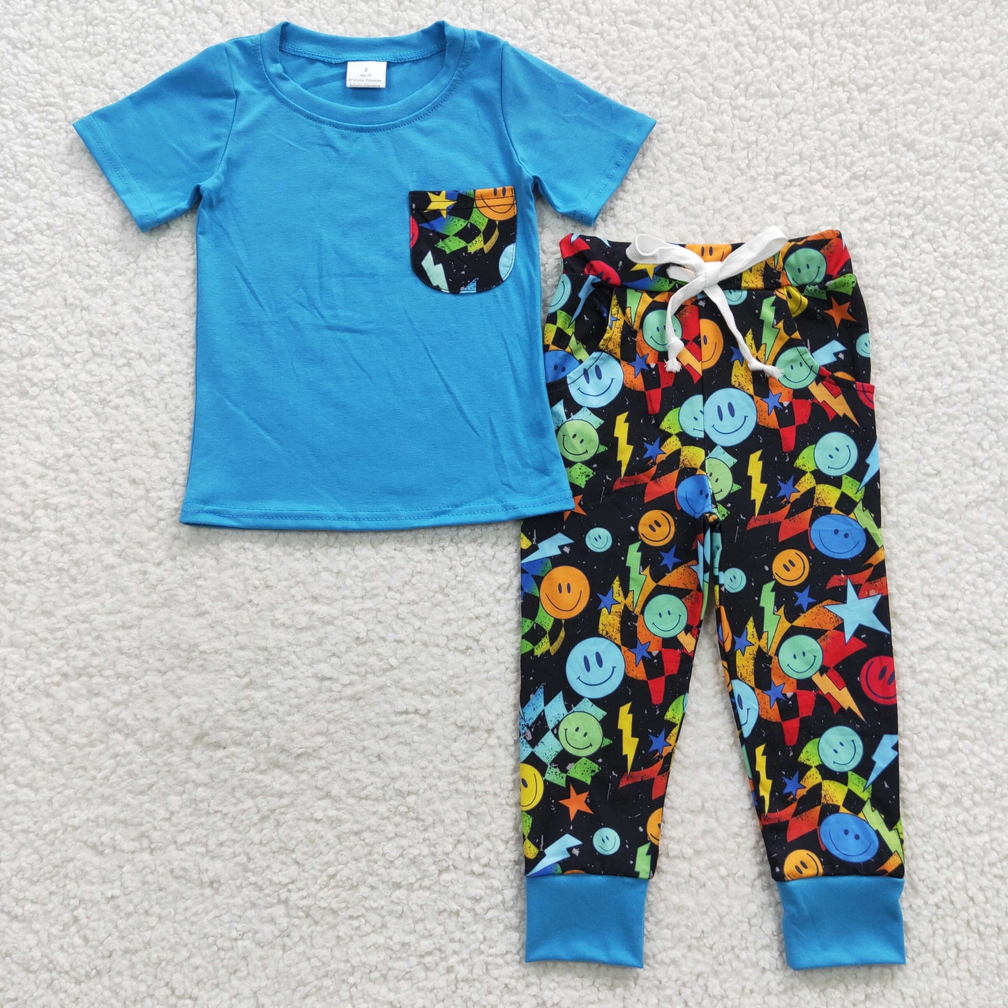 BSPO0131 Baby Boy Short Sleeves Shirt Pocket Smile Pants Outfit