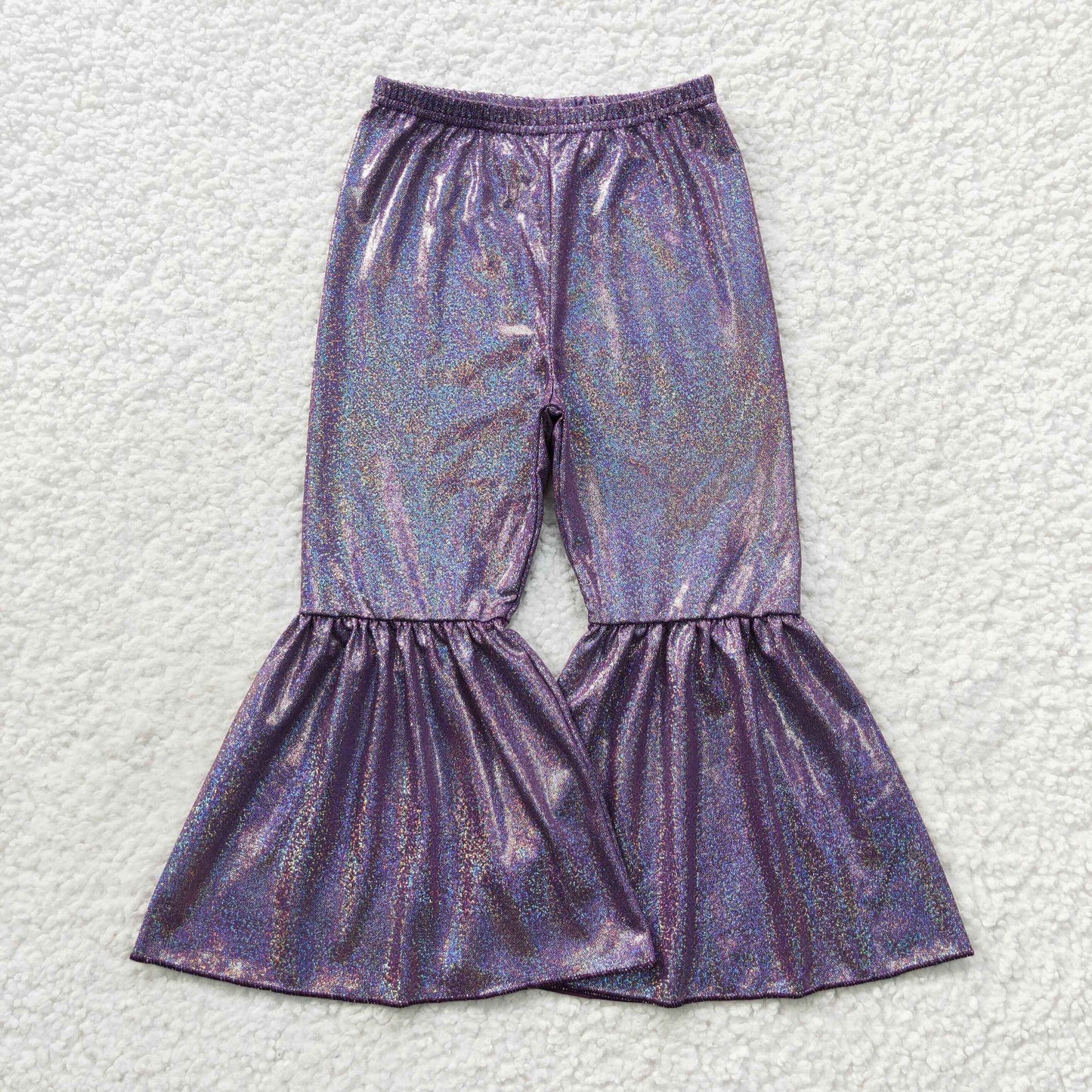 P0193 Baby Girl Holographic Spandex Bell Bottom Pants