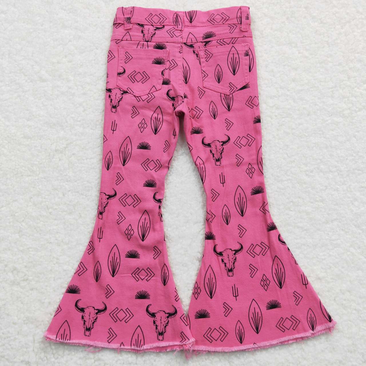 P0159 Baby Kids Western Cow Pink Denim Pants Jeans