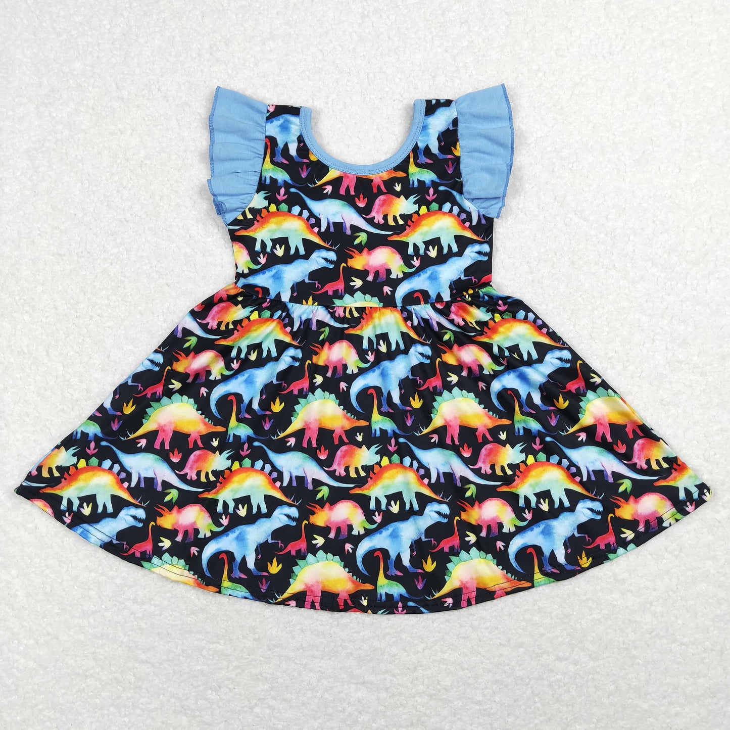 GSD0516 Baby Girl Short Sleeves Dinosaurs Dress