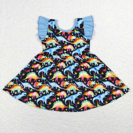 GSD0516 Baby Girl Short Sleeves Dinosaurs Dress