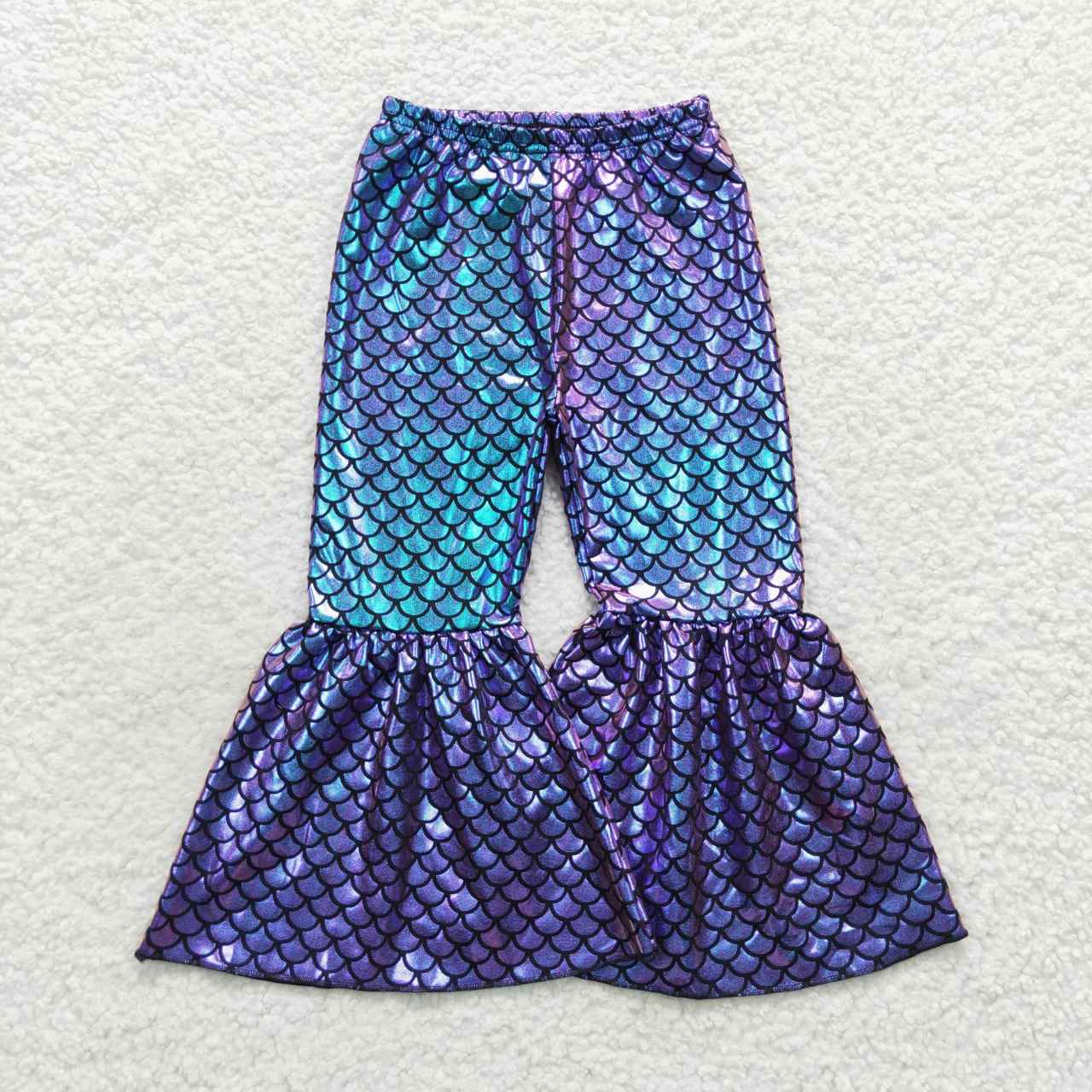 P0248 Baby Girl Holographic Spandex Bell Bottom Pants