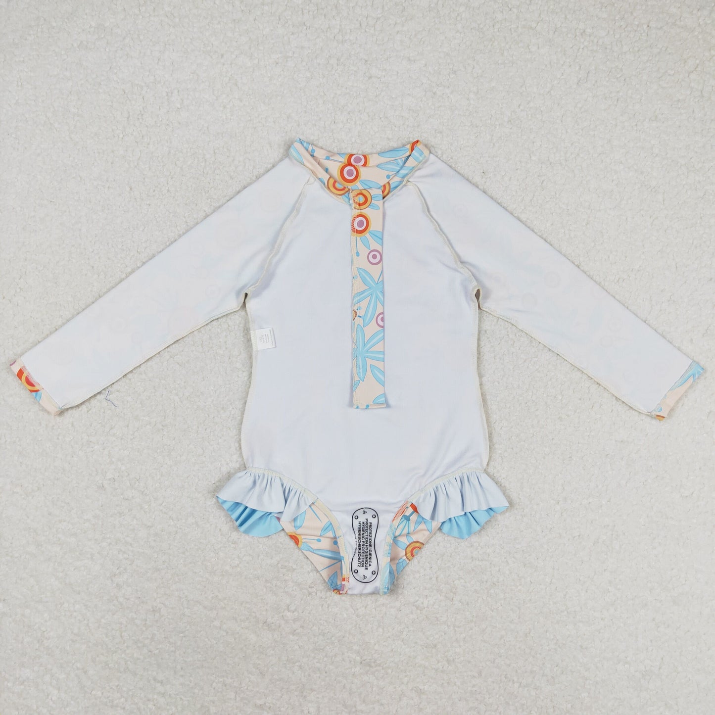 Baby Girl Long Sleeves Flower One Piece Swimsuit