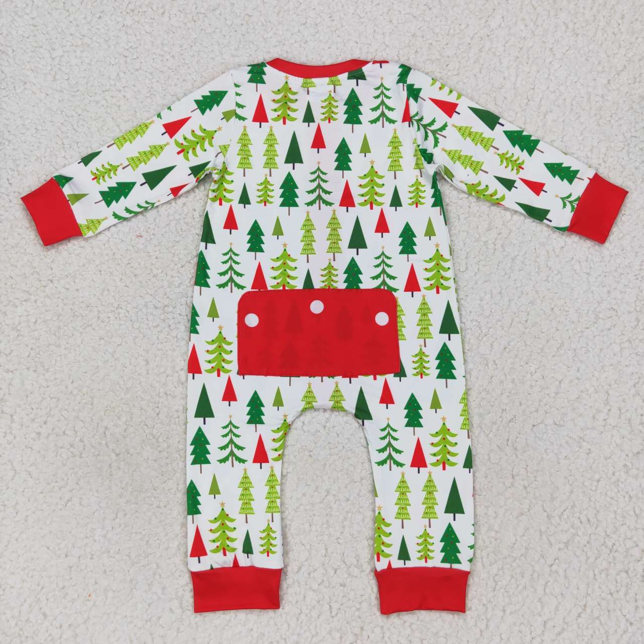 LR0626 Baby Girl Long Sleeves Christmas Tree One Piece Romper