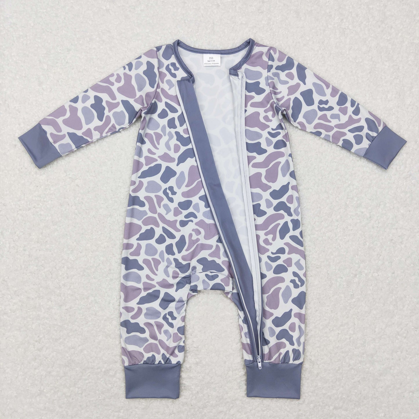 LR0819 Baby Boy Long Sleeves Camo Zipper One Piece Romper
