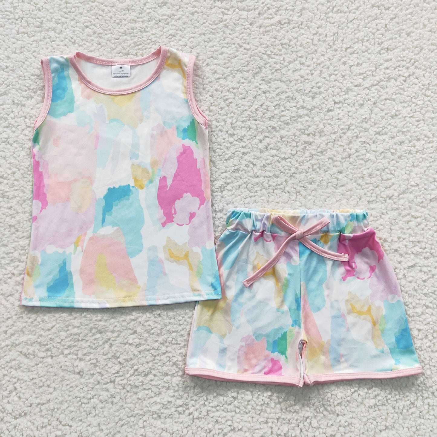 GSSO0321 Baby Girl Summer Sleeveless Tank Tie Dye Shorts Outfit