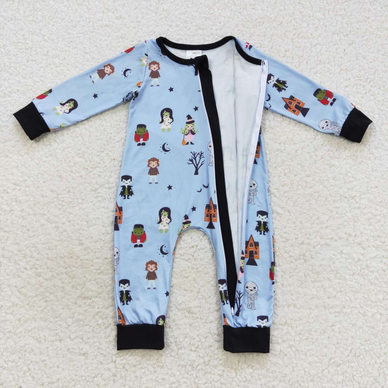 LR0555 Baby Boy Halloween Long Sleeves One Piece Zipper Romper