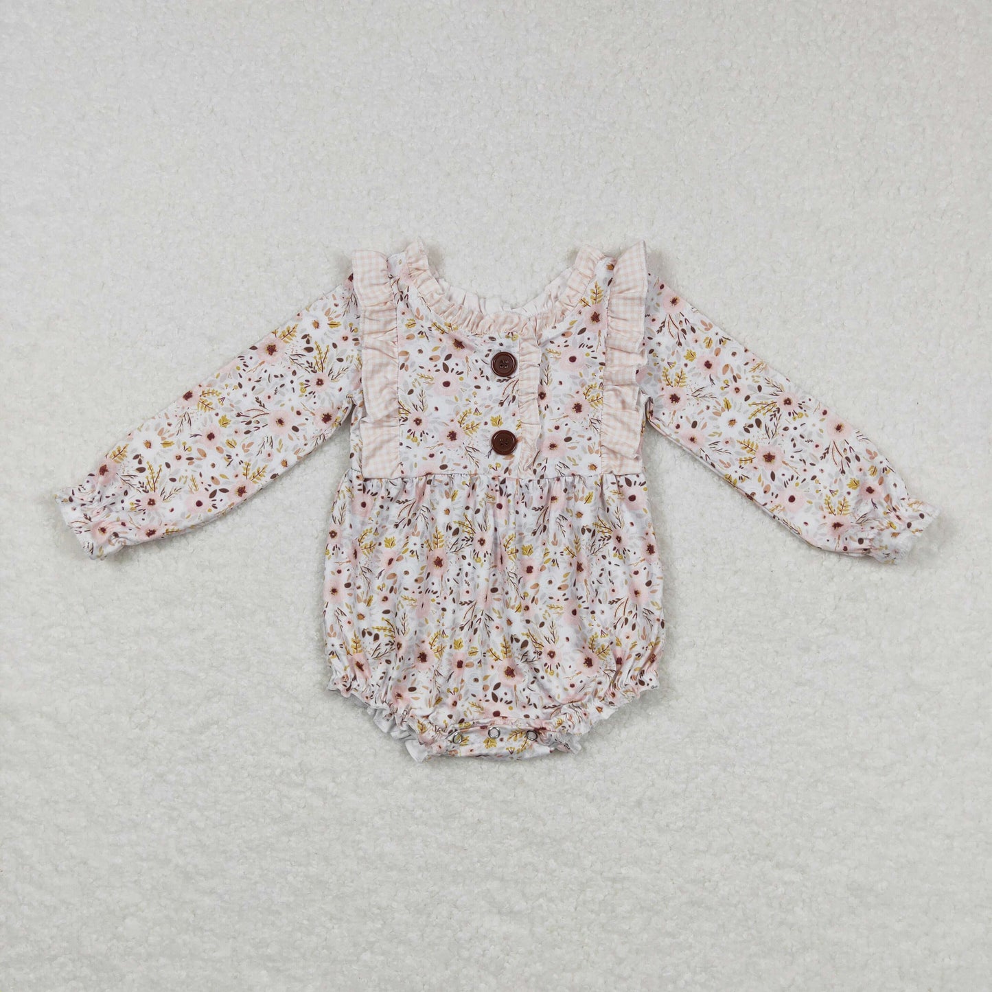 LR0769 Baby Girl Long Sleeves Floral One Piece Romper