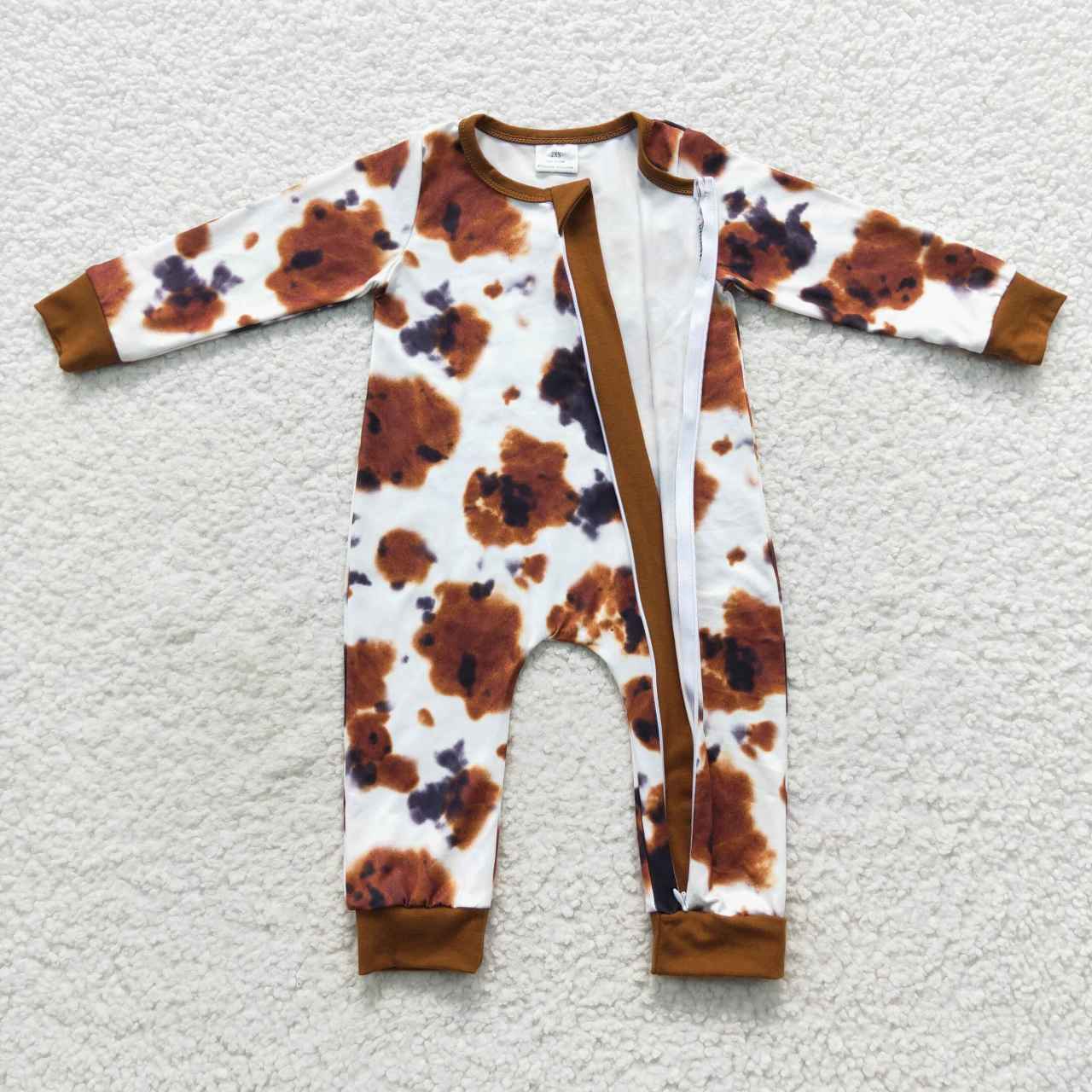 LR0437 Baby Girl Cow Print Romper