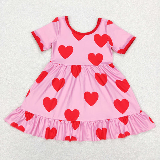 GSD0629 Baby Girl Short Sleeves Valentine's Hearts Dress