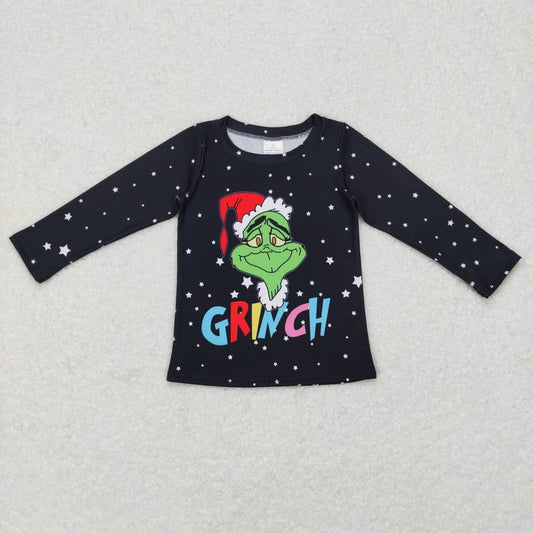GT0329 Baby Kids Long Sleeves Christmas Face Shirt
