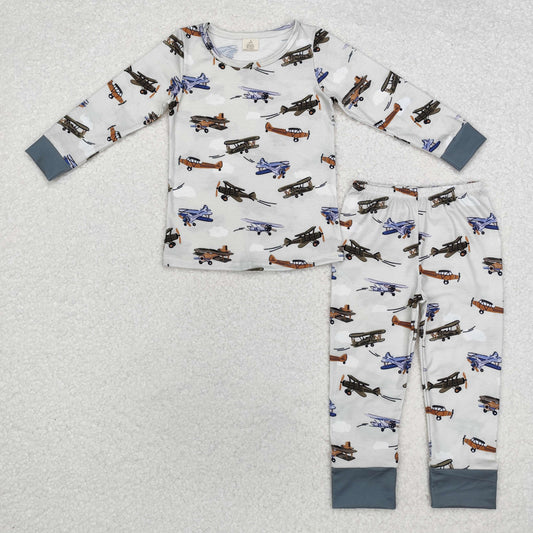Pre-order Baby Boy Long Sleeves Planes Shirt Pants Pajamas Set