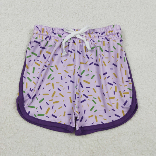 Girls Kids Mardi Gras Sprinkles Purple Shorts Bottoms RTS