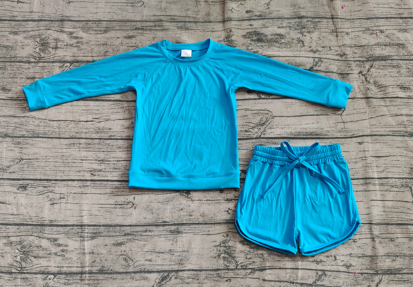 Baby Girl Toddler Blue Long Sleeves Yoga Shirt Shorts Athletic Clothes Set RTS