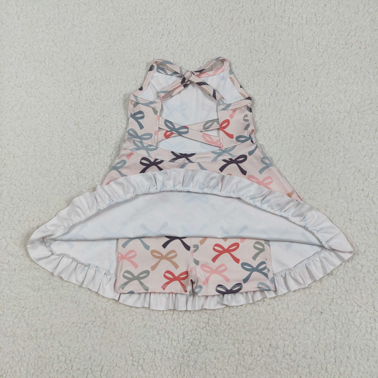 Colors ( 8-11 ) Sibling Baby Girl Straps Bows Yoga Athletic Wear Dress Sibling Clothes RTS