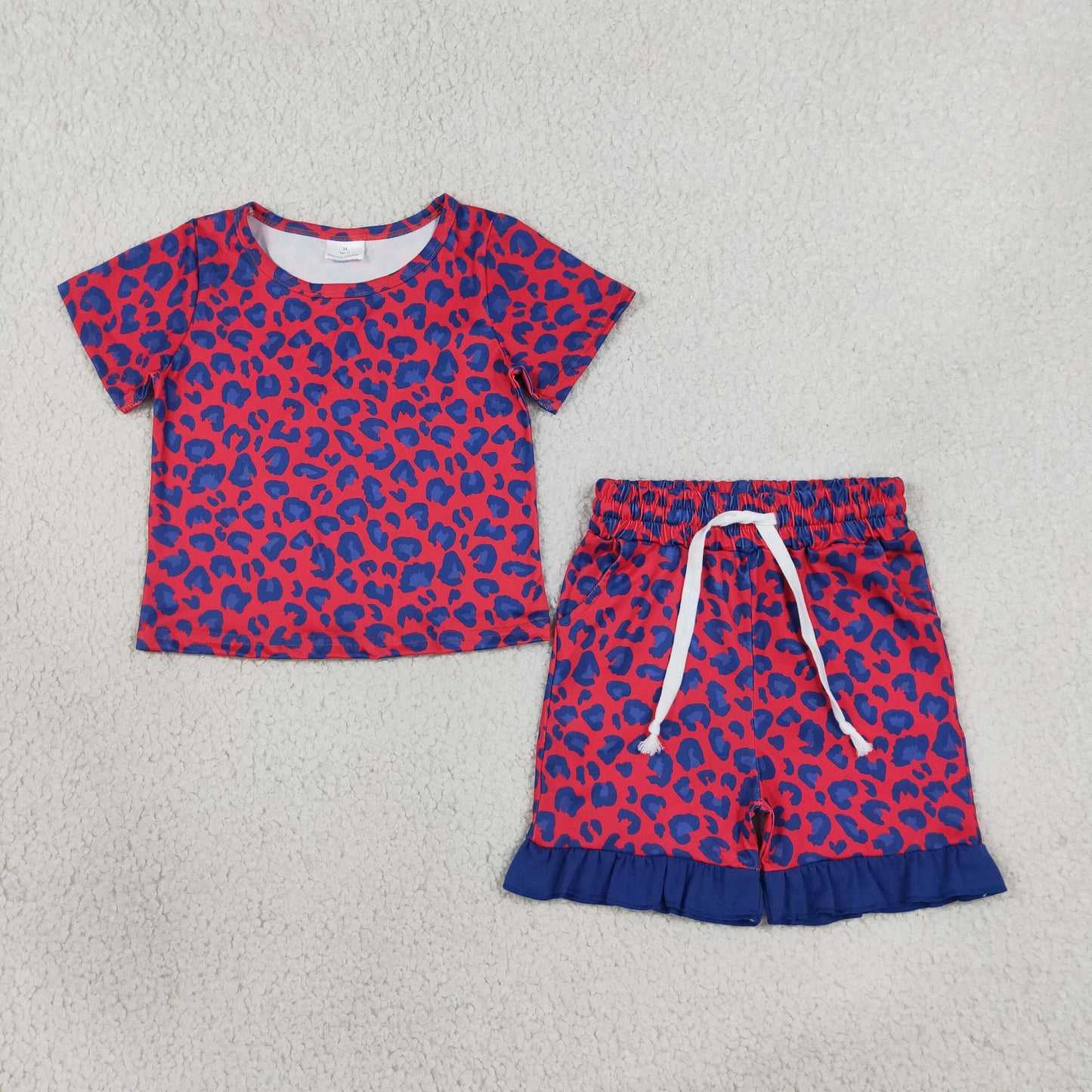 Sibling Baby Girls Kids Short Sleeves Leopard Shirts Pockets Shorts Summer Sets Clothes RTS