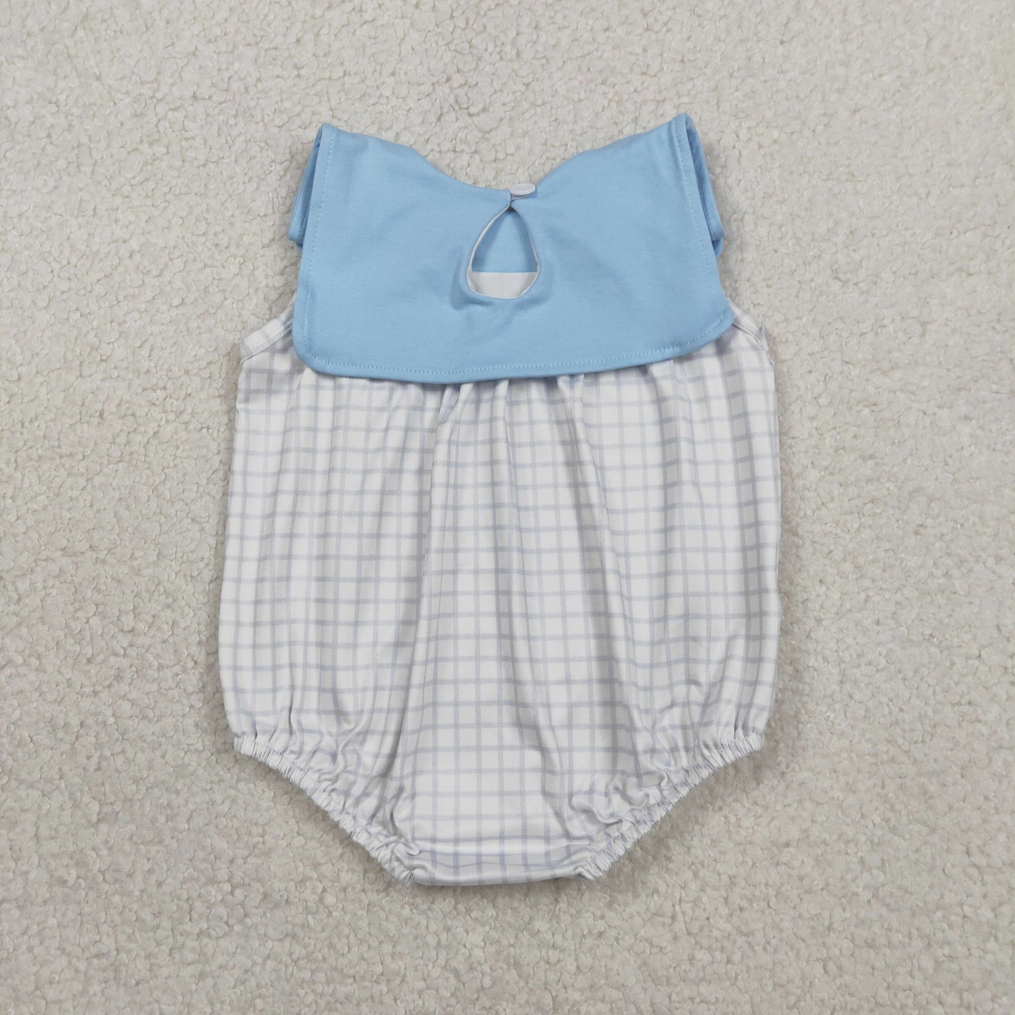 Sibling Baby Boys Kids Blue Short Sleeves Shirt Plaid Pockets Shorts Clothes Summer Romper Set RTS