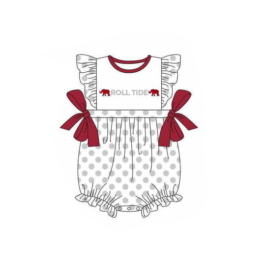 Baby Girl Short Sleeves Bows Elephants Team Bubble Romper ( Moq 5 )