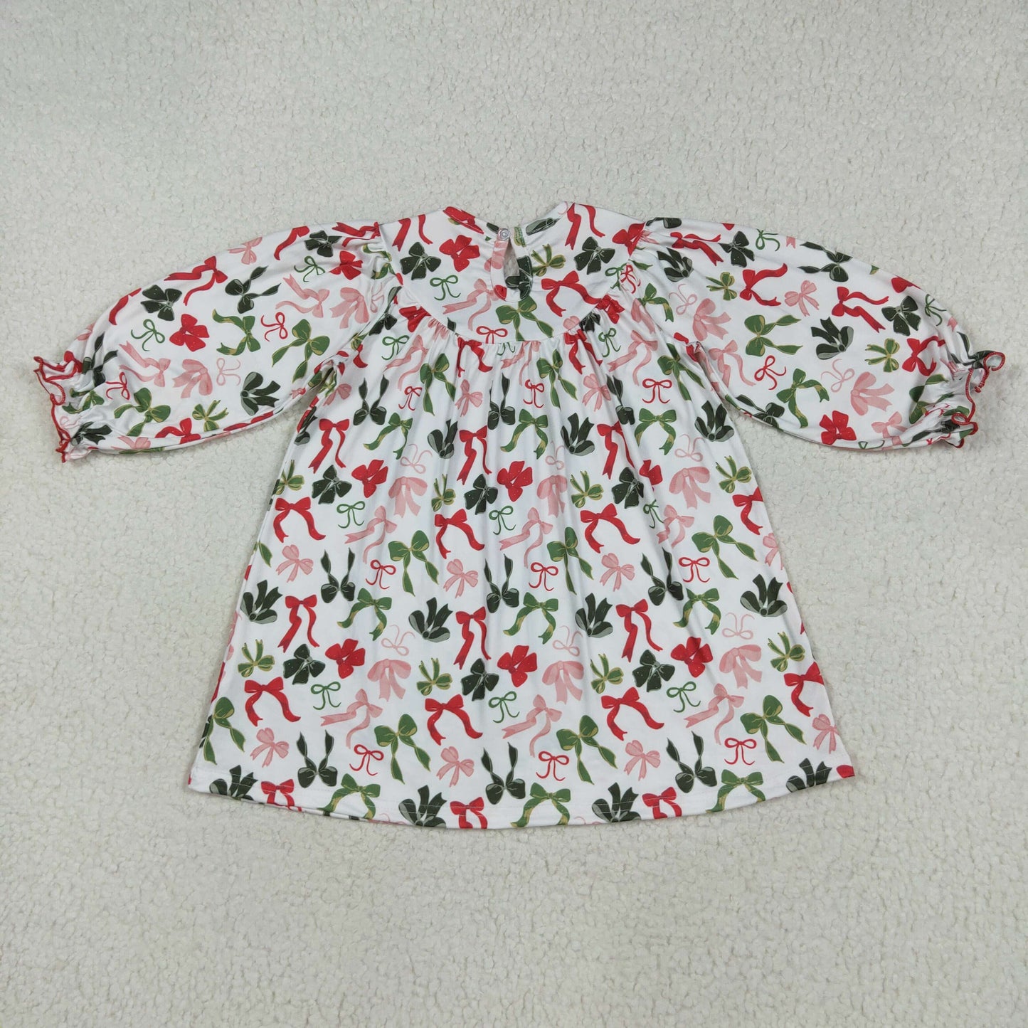 Baby Girl Long Sleeves Embroidery Merry Christmas Bows Smocked Dress RTS