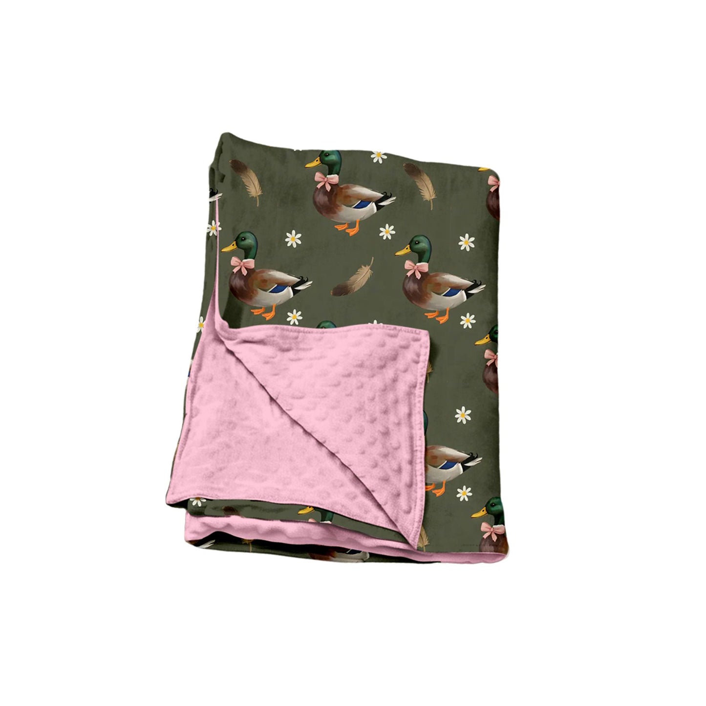 ( Moq 5 ) Preorder Baby Girls Toddler Ducks Bows Flower Blanket
