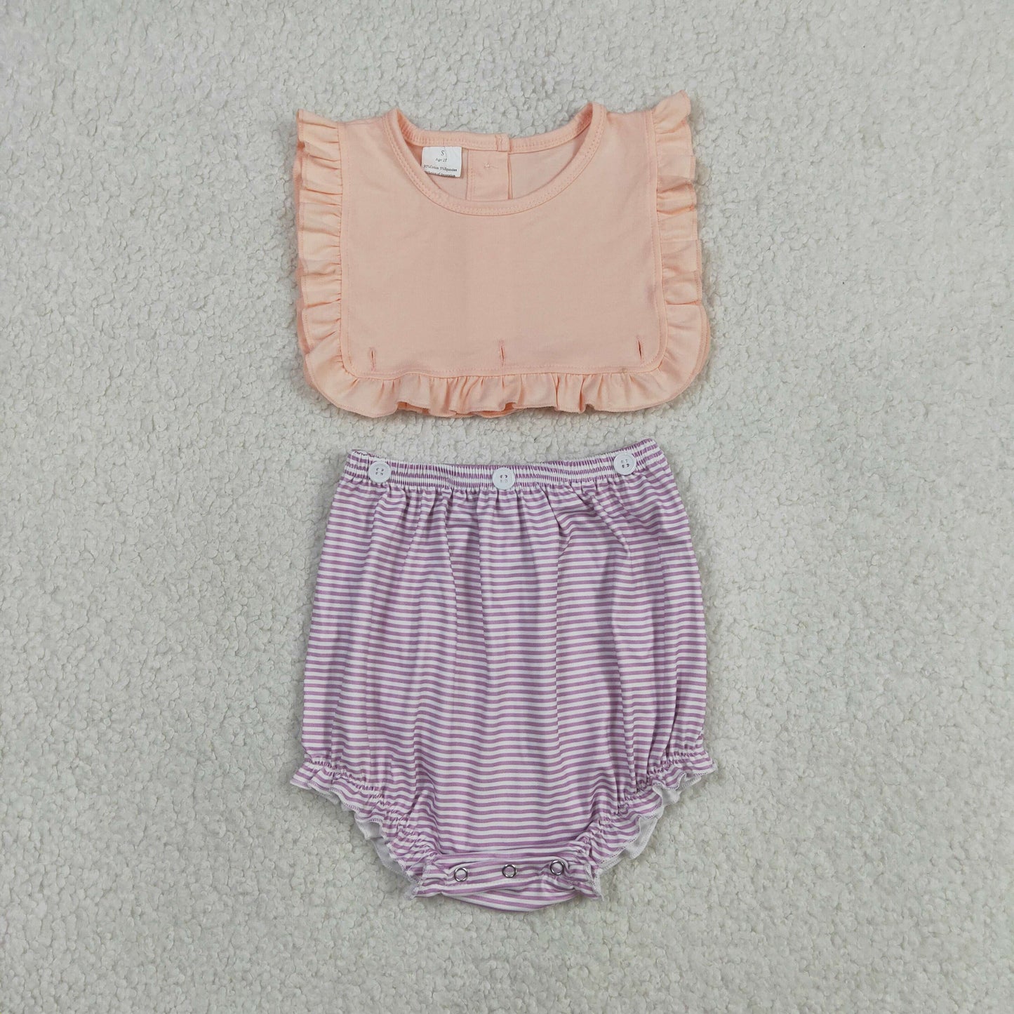 Baby Girls Infant Summer Purple Stripes Bubble Romper RTS
