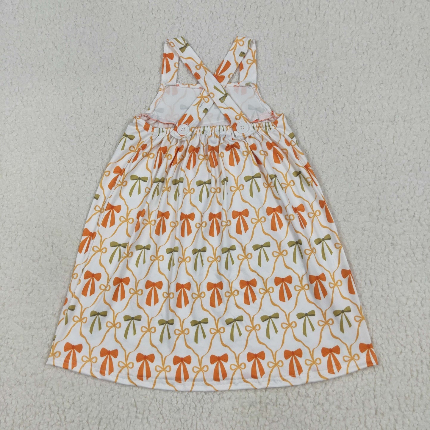 Baby Girl Sleeveless Bows Plaid Pockets Knee Length Dress RTS