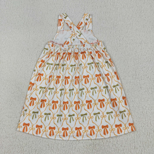 Baby Girl Sleeveless Bows Plaid Pockets Knee Length Dress RTS