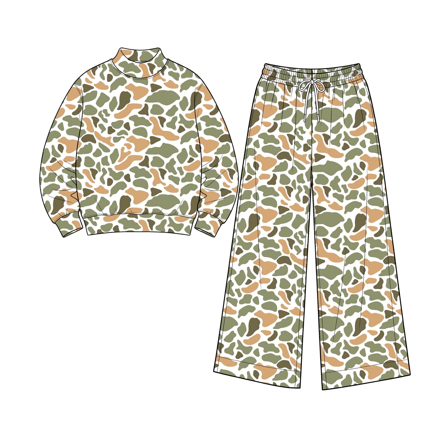 ( No moq ) Preorder Adult Women Long Sleeves Shirt Camo Pants Yoga Active Set Clothes