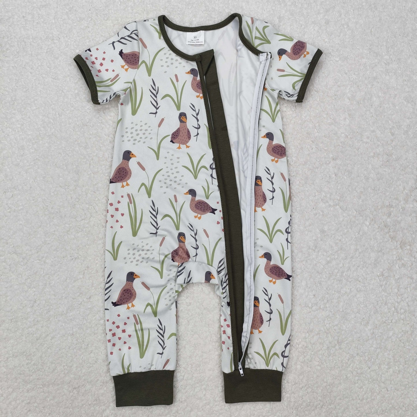 Sibling Baby Boys Kids Short Sleeves Ducks Zipper Romper Set Pajamas Clothes RTS