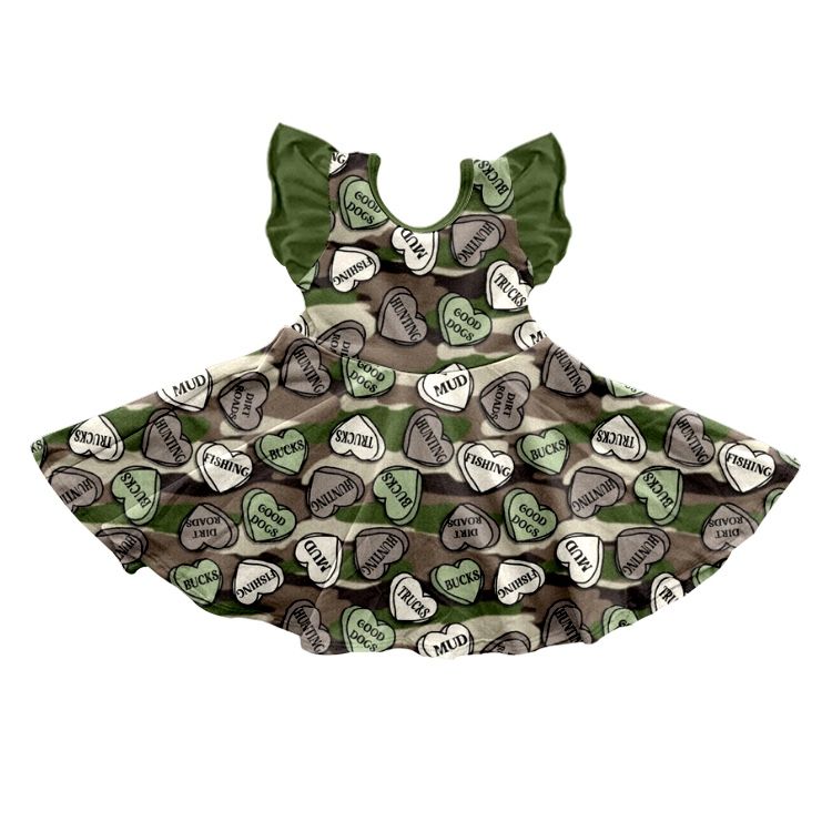 Moq 3 Pre-order GSD0780 Baby Girl Camo Hearts Dress